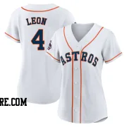 Women's Houston Astros Pedro Leon Authentic White 2022 World Series Champions Home Jersey