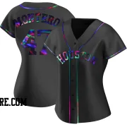 Women's Houston Astros Rafael Montero Replica Black Holographic Alternate Jersey