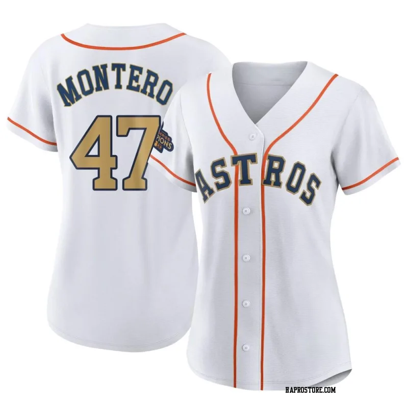 Women's Houston Astros Rafael Montero Replica Gold White 2023 Collection Jersey