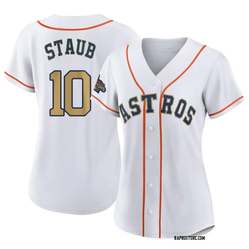 Women's Houston Astros Rusty Staub Replica Gold White 2023 Collection Jersey