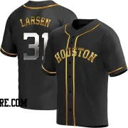 Youth Houston Astros Don Larsen Replica Black Golden Alternate Jersey