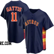 Youth Houston Astros Evan Gattis Replica Navy Alternate Jersey