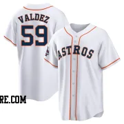 Youth Houston Astros Framber Valdez Replica White 2022 World Series Champions Home Jersey