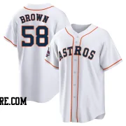 Youth Houston Astros Hunter Brown Replica White 2022 World Series Champions Home Jersey