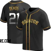 Youth Houston Astros Nolan Devos Replica Black Golden Alternate Jersey