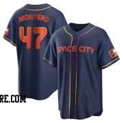 Youth Houston Astros Rafael Montero Replica Navy 2022 City Connect Jersey