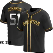 Youth Houston Astros Randy Johnson Replica Black Golden Alternate Jersey