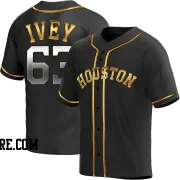 Youth Houston Astros Tyler Ivey Replica Black Golden Alternate Jersey